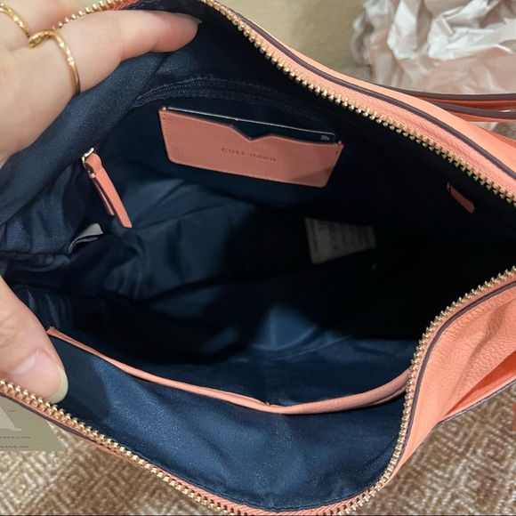 NWT Cole Haan Coral Genuine Leather Lacey Shoulder Crossbody Handbag Boho Casual - Picture 7 of 12